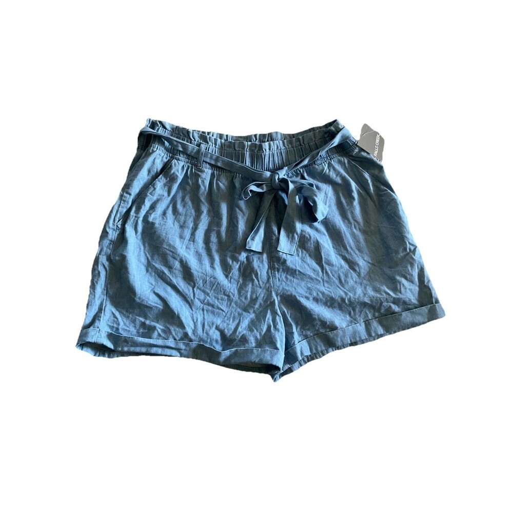 Falls Creek Shorts Women’s  Elastic Waist Tie Front Lightweight Size XL Blue